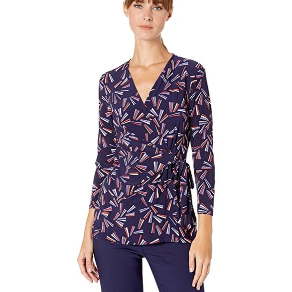 Anne Klein Tops - Anne Klein Eclipse/Cape Cod Faux Wrap Top NWT
